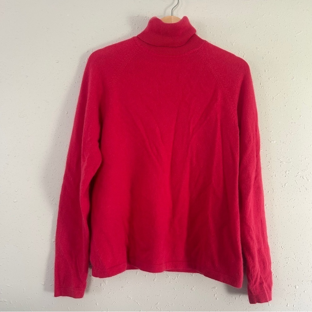 Marshall Fields Classic Pink Magenta Cashmere Turtleneck Sweater XL Comfy Casual
